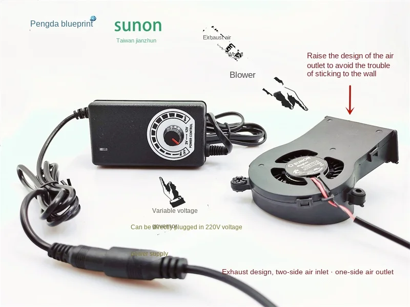 Newly built B1206PHV1-A exhaust and exhaust 12V turbine blower with speed regulator 8CM heat dissipation fan