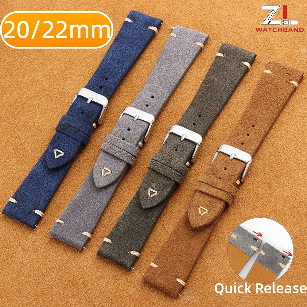 Soft Suede Calfskin Quick Release Watch Strap - Business Bracelet