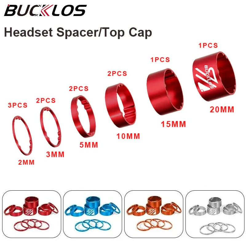

BUCKLOS 11pcs Headset Spacer 2-20mm Carbon/Aluminum Bike Headset Washer 1-1/8" MTB Mountain Bicycle Fork Washer Stem Headset