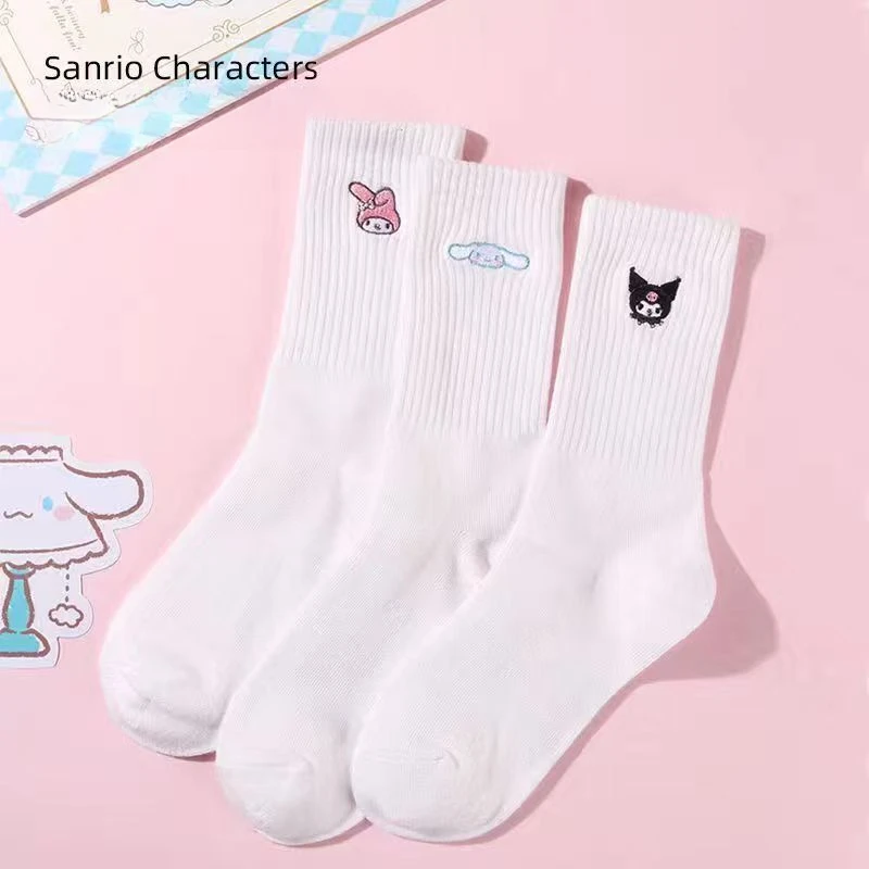 

Kawaii Sanrio Anime Cinnamoroll Kuromi College Style JK Cotton Stockings Cute Cartoon Girly Heart Soft Socks Gifts for Girls