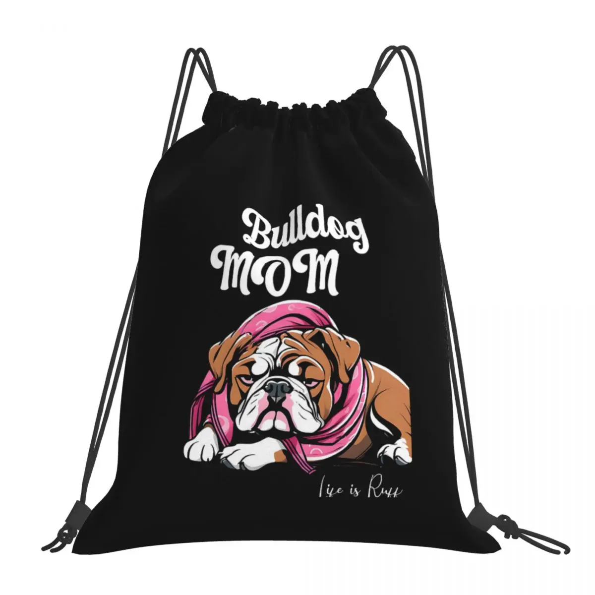 

Lazy English Bulldog - Bulldog Mom Backpacks Drawstring Bags Drawstring Bundle Pocket Shoes Bag BookBag For Man Woman Students