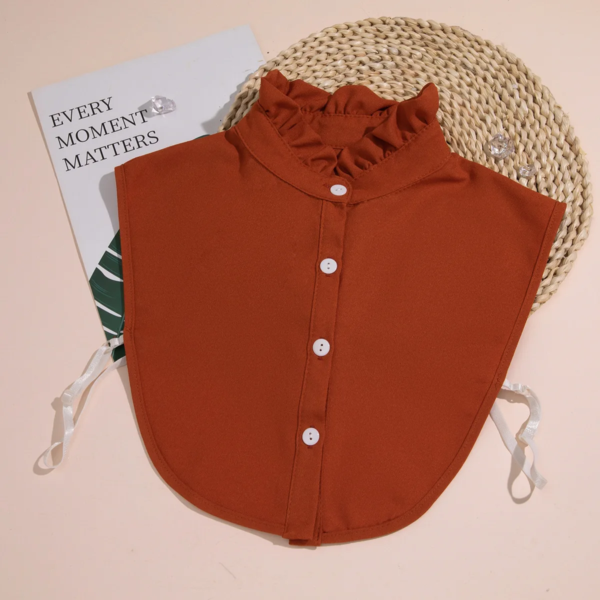 Linbaiway Women Ruffles Stand Fake Collar Necklace False Collar Detachable Shirt Collars Women Removable Half Shirt Accessories