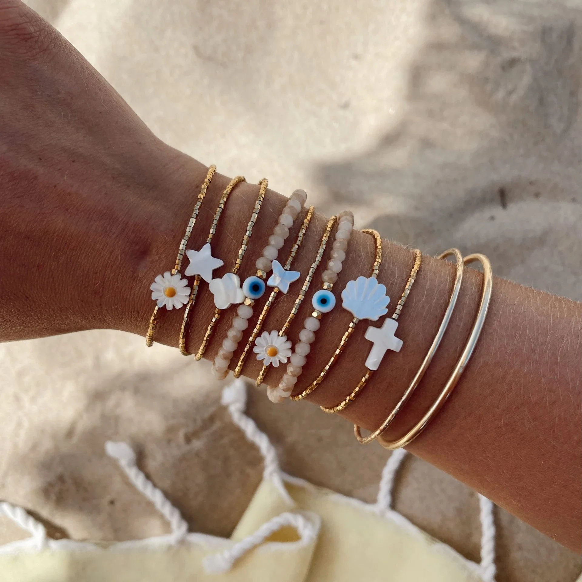 Ccgood Color Oro Miyuki Beads Piccoli Bracciali Per Le Donne Shelly Star Cross Daisy Bracciale Evil Eye Pulseras Summer Surf Jewelry