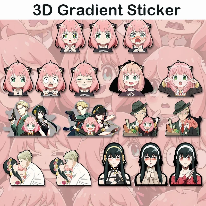 SPY&times;FAMILY 3D Gradient Sticker Yoel Anya Forger Anime Magic Mobile Phone Sticker Refrigerator Notebook