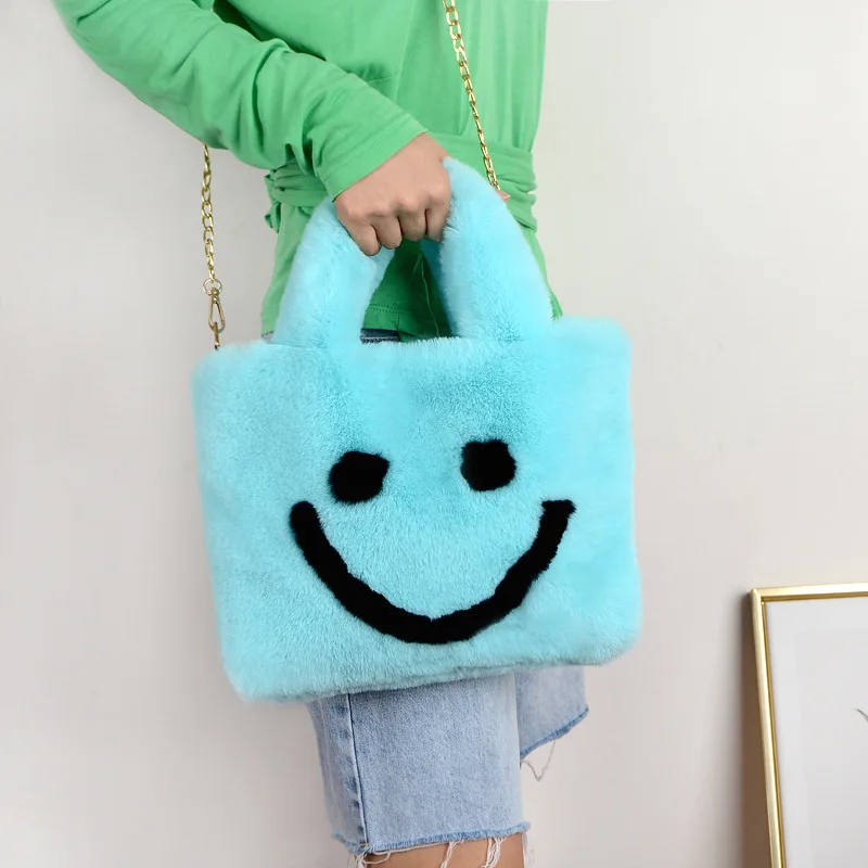 Woman Versatile Cute Soft Handbags Autumn And Winter Plush Shoulder Bag Messenger Bag Tote Bag Female Handbags Shopper Bag