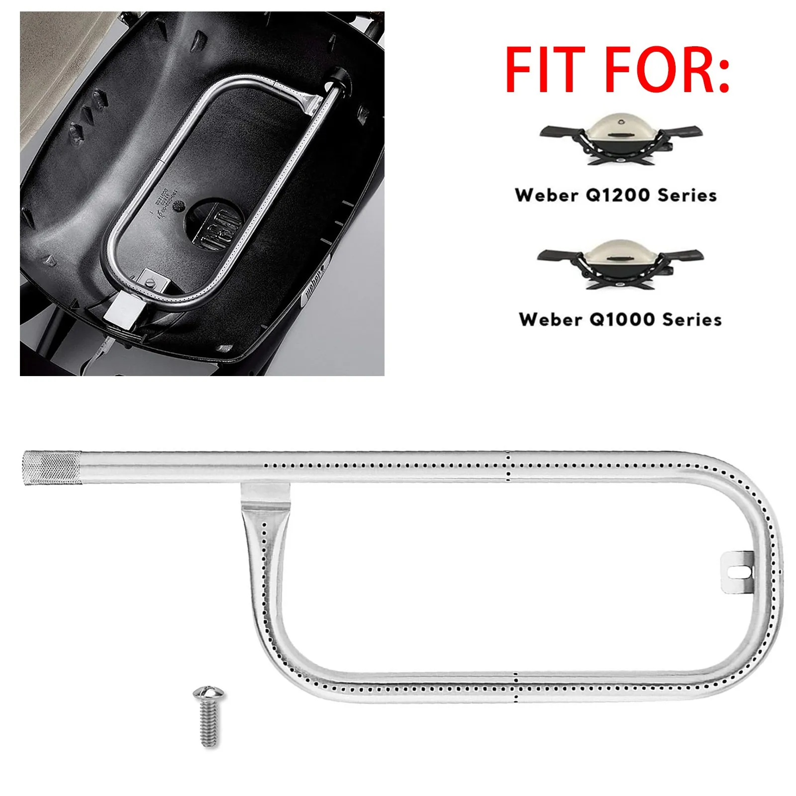 304 Stainless Steel 60040 69957 Grill Burner Tube Replacement for Weber Q100 Q120 Q1000 Q1200 Baby Q Slivers gas burner