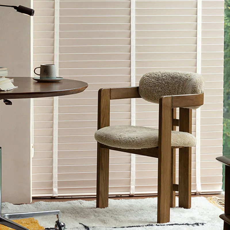 

Classic Retro Dining Chair Upholstery Wood Legs Table Waterproof Dark Hotel Fabric Arm Chairs Room Sandalye Style Furniture