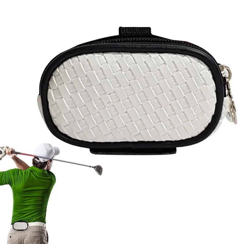 

Golf Ball Storage Pouch Golf Ball Bags For Travel Leather Small Waist Storage Packs For Holding Ball And Tees White/Black