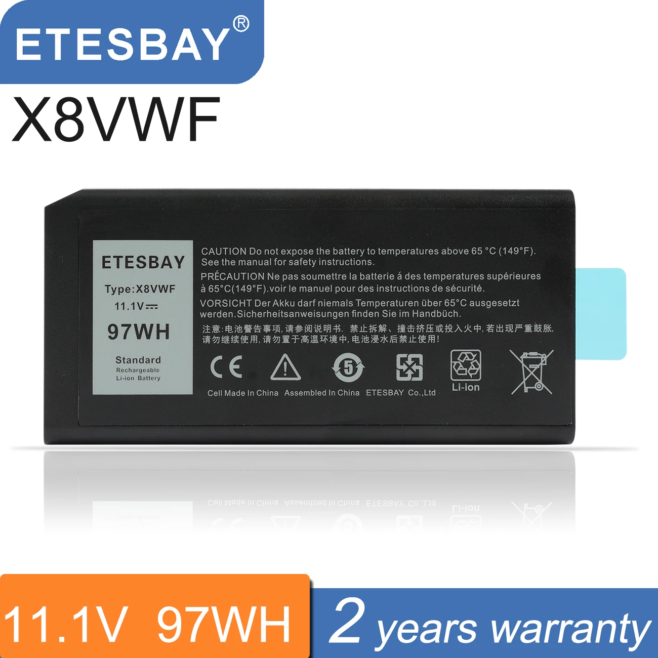 Batteria Per Laptop Etesbay X8Vwf Per Dell Latitude 14 Rugged 5404 5414 E5404 Extreme 7404 7414 E7404 Serie 4 Xkn5 Dknkd P45G P46G
