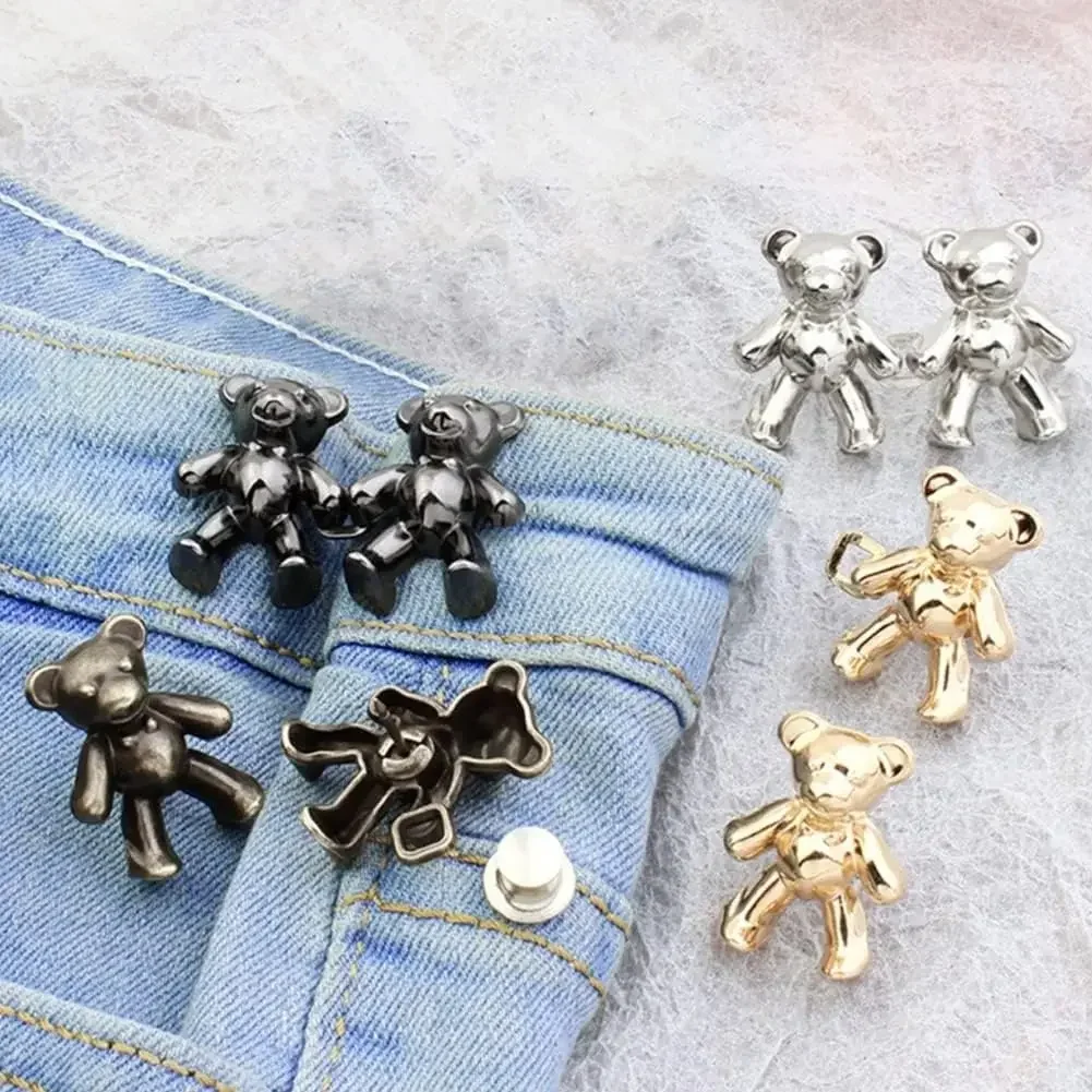 Removable Jeans Button Pin Jeans Buttons for Loose Jeans Adjustable Waist  Buckle Bear Waist Button No Sewing - AliExpress