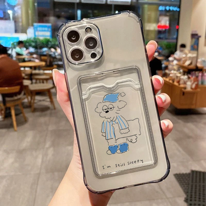 Chic INS Korea Umbrella Line Dog Card Holder Phone Case Cover