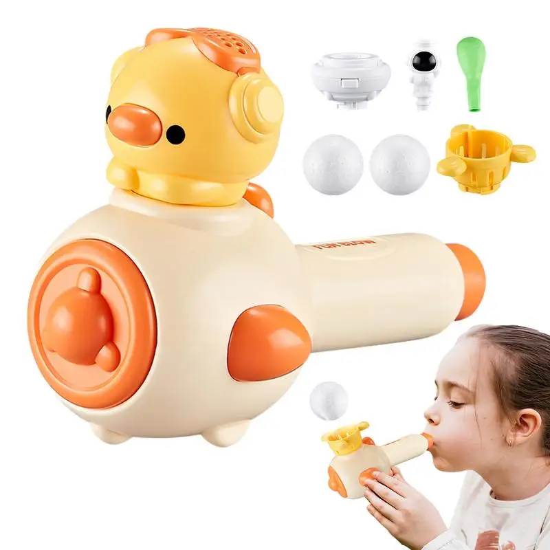 

Floating Blow Ball Toy 3-in-1 Blowing Balloon Tube Toy Learn Physics Knowledge Cute Duck Whistle For Exercise Lung Capacity