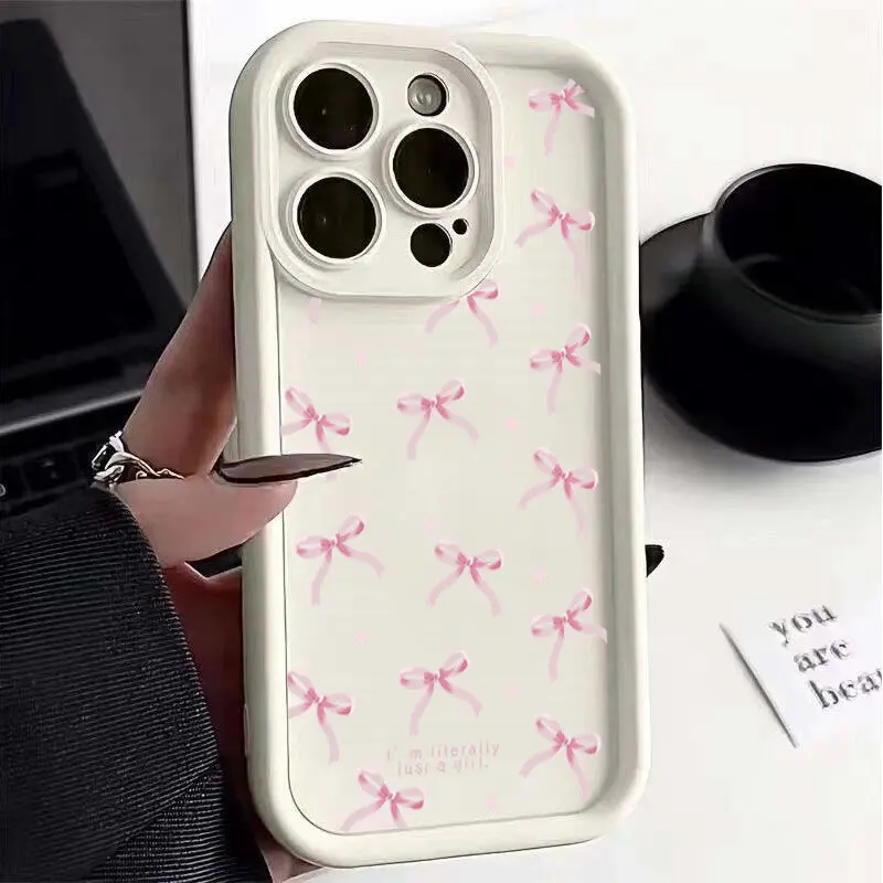 Pink Bow Red Cherry Phone Case – Elegant and Stylish Protective Cover