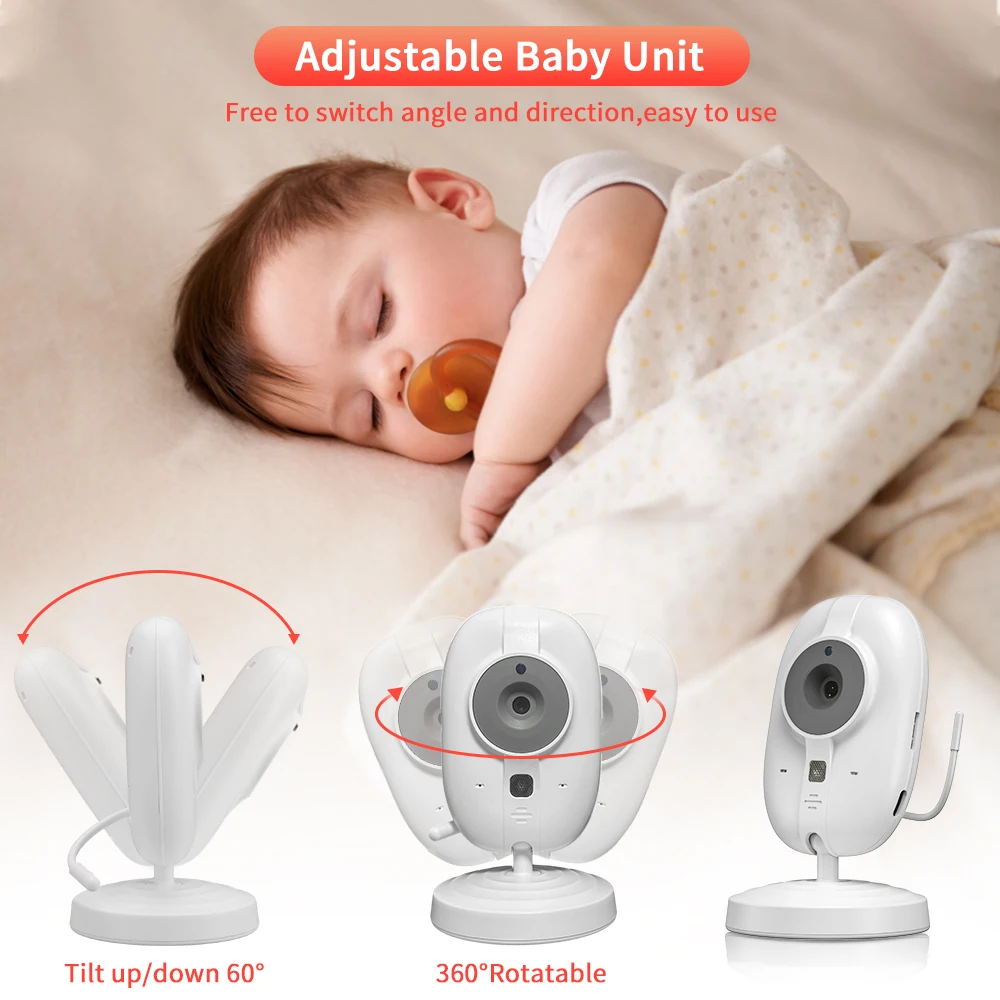 3.5Inch Video Baby Monitor With Camera Wireless Baby Nanny Security Camera Night Vision Temperature Monitoring