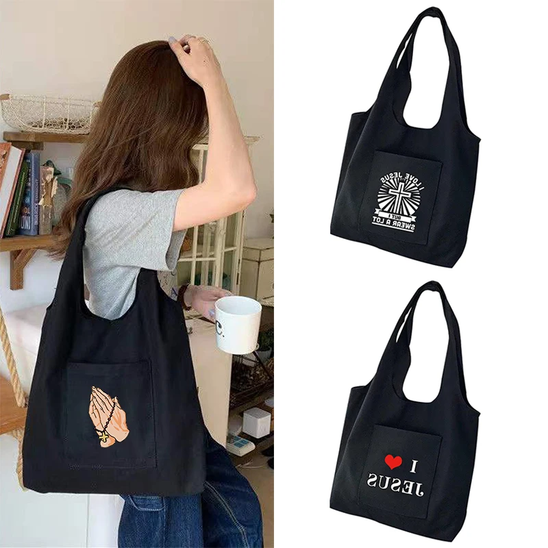 

2023 New Women Foldable Eco Shopping Bag Fashion Printing Tote Folding Pouch Handbag Travel Convenient Grocery Shoulder Bags