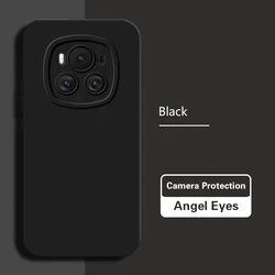 Luxury Soft Liquid Silicone Phone Case with Lens Protection and Angel Eyes Design for Honor Magic6 Pro (Classic Black)