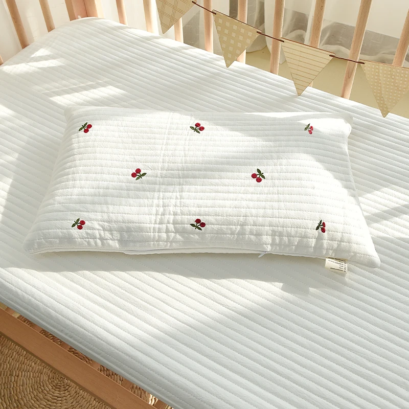Baby Pillowcase Cotton Quilted Bear Star Moon Embroidery Newborn Pillow Cover Without Filler 30x50cm 2