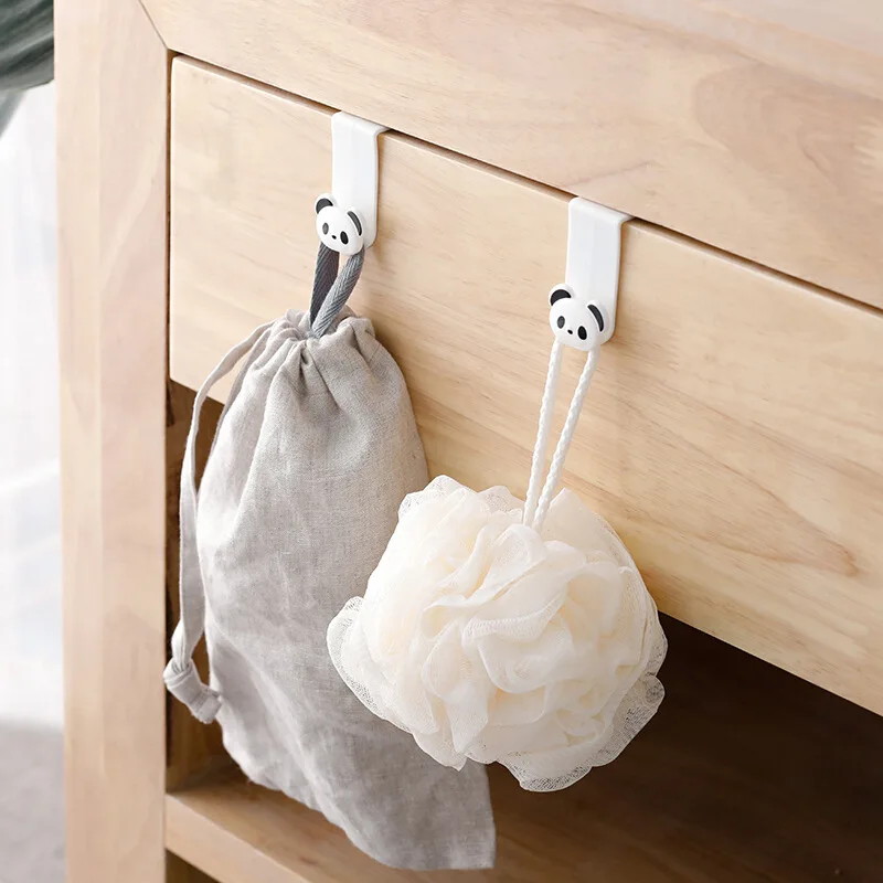 Door Hook Free Punching Double Cabinet Hook Kitchen Bathroom Cabinet Door Back Type Coat Towel Storage Hanger Shelves