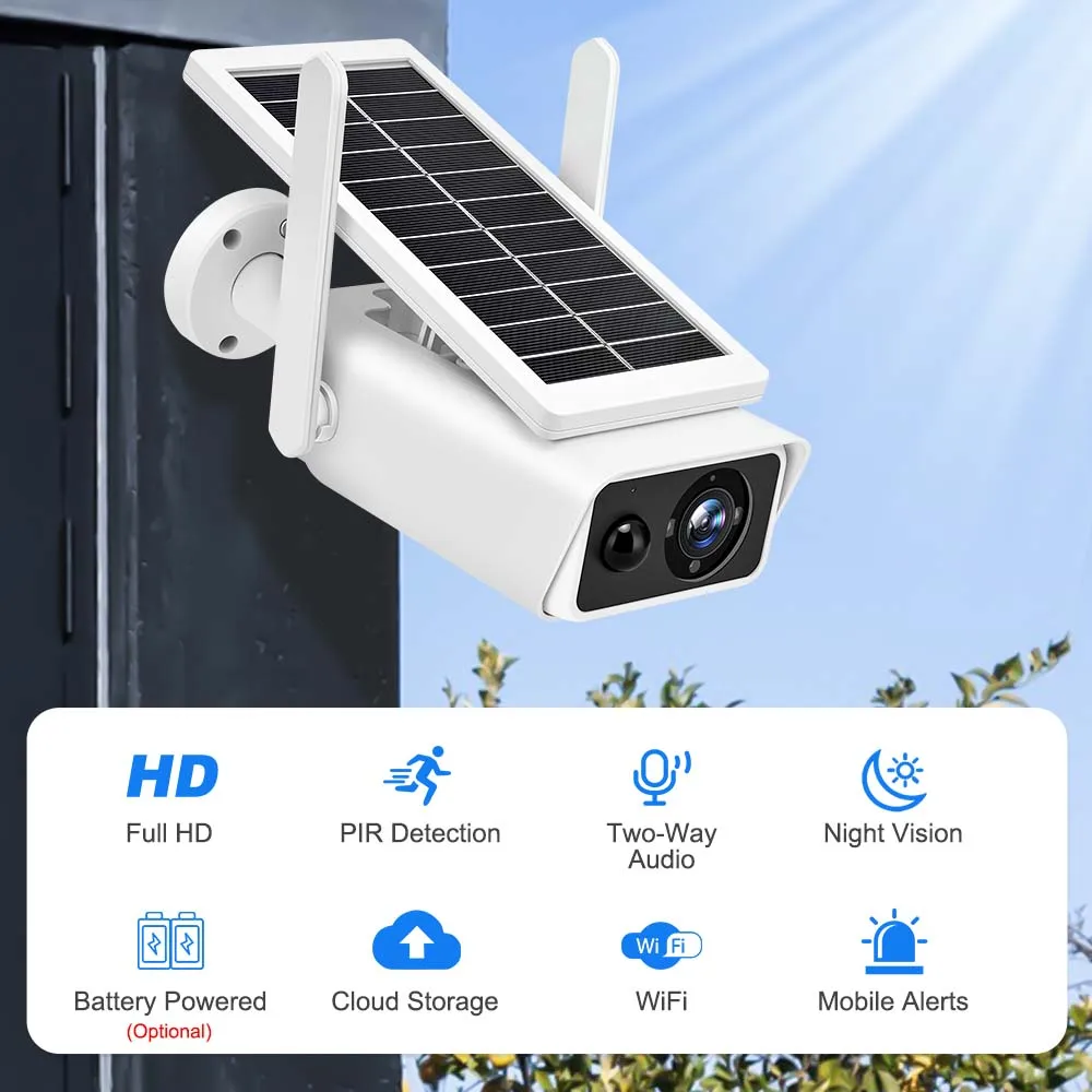 UniLook-cámara con batería Solar WIFI de 4MP, batería recargable de  5200mAh, CCTV para exteriores, cámara IP inalámbrica, detección de  movimiento PIR - AliExpress