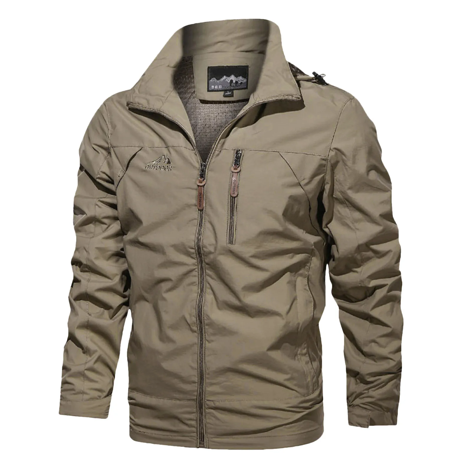Mens Zip Up Military Outdoor Jackets Solid Hooded Hoodies Tactical Waterproof Windbreaker Fit Outdoor Camping Sports Sweatshirts