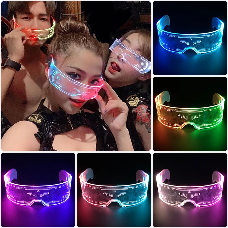 Light Up Rave Rave Accessories Men Novelty Fluorescent Luminous Glasses LED Light Up ...