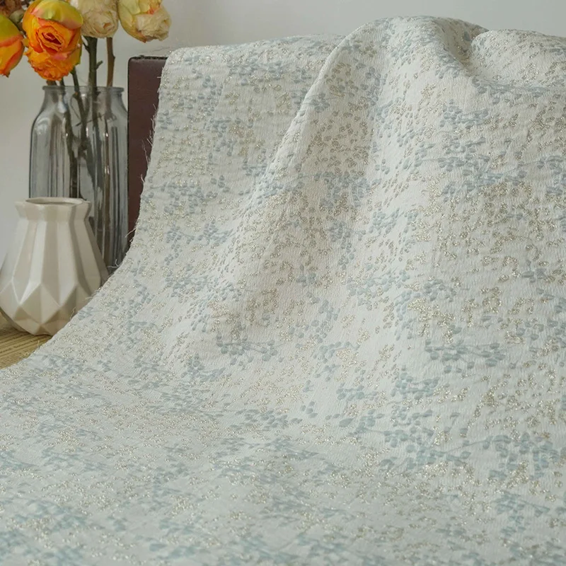 

Embossed Gold Silk Small Dots Yarn Dyed Jacquard Fabric Fashionable Suits Outerwear Decorative Sewing Brocade Fabric