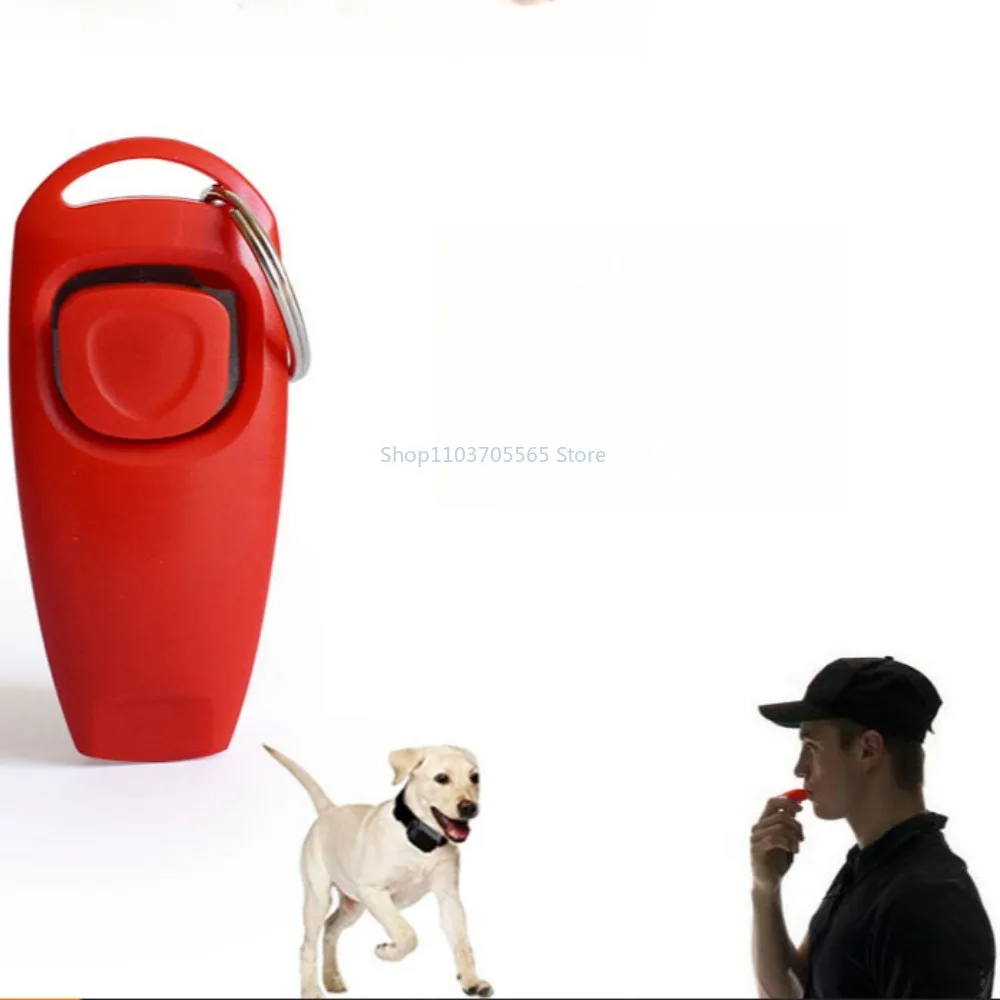 2 In 1 Pet Dog Clicker Dog Training Whistle Clicker Trainer Puppy Stop Barking Training Aid Tool Key Ring Pet Supplies