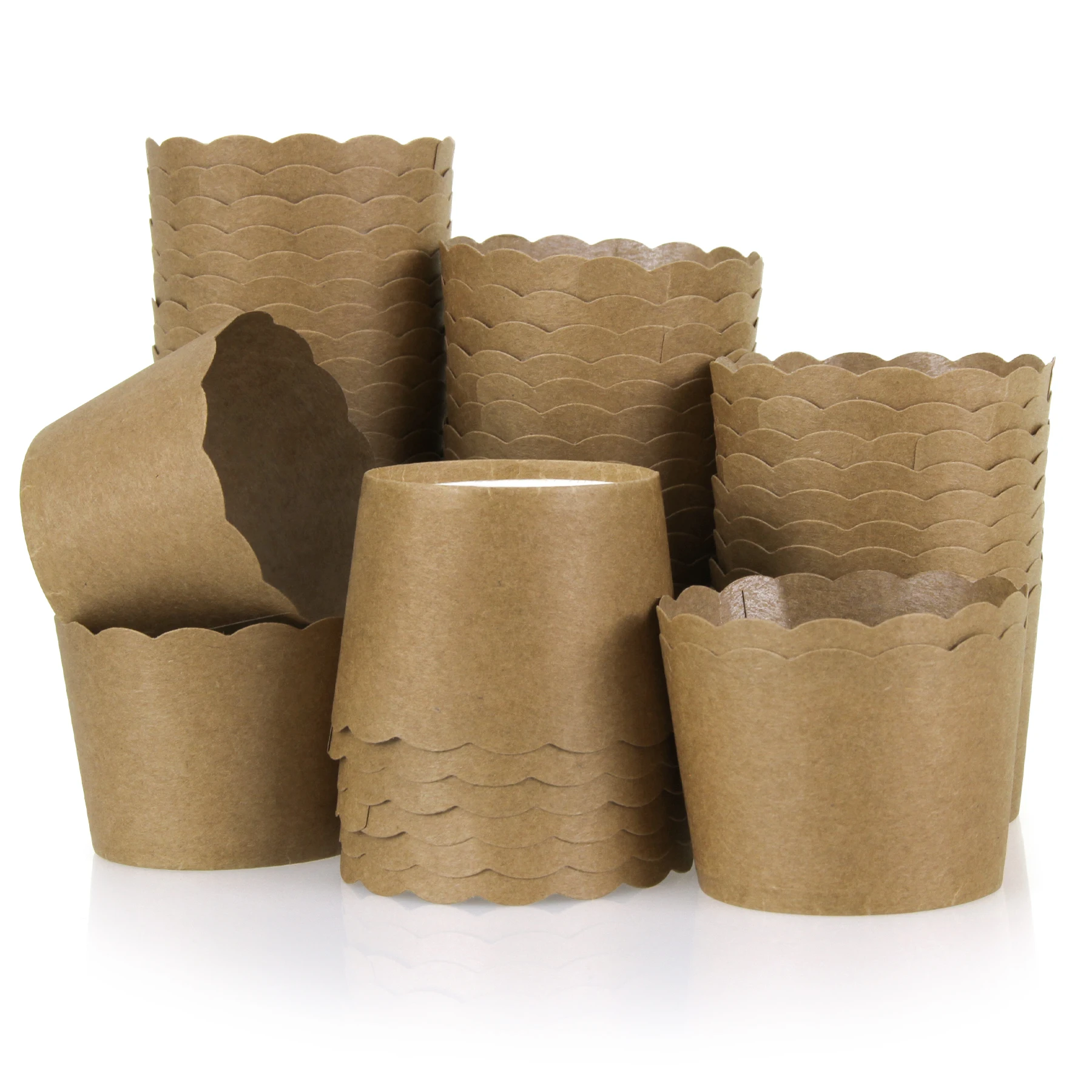 50Pcs Brown Kraft Muffin Cupcake Paper Cup Easter Bread Panettone Baking Paper Mold Kraft Craft Molds For Panetones disposable cupcake cups