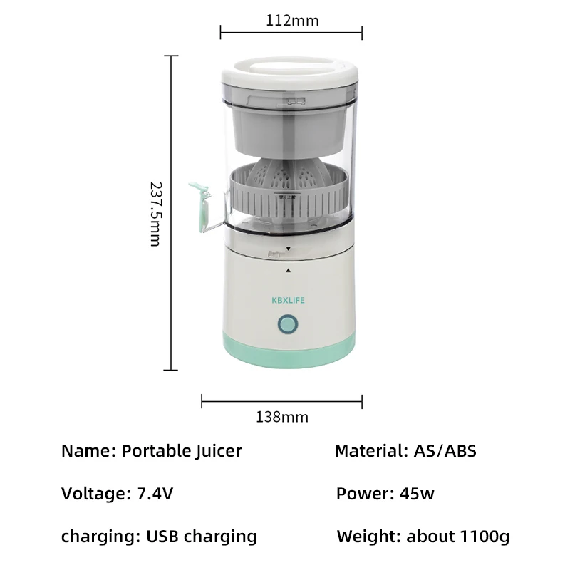 Wireless Slow Juicer Automatic Orange Lemon Juicer USB Charging Juices Separator Portable Squeezer Pressure Juicer for Home 6