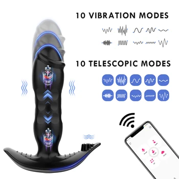 APP Bluetooth Control Telescopic Anal Butt Plug Vibrator for Men Prostate Massager Vagina Dildo For Women Sex toys for Men Gays 4