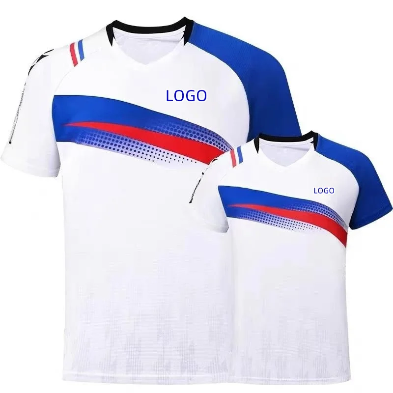 

Custom YY men's and women's badminton T-shirt quick drying breathable V-neck half sleeve can be printed LOGO name and numbers