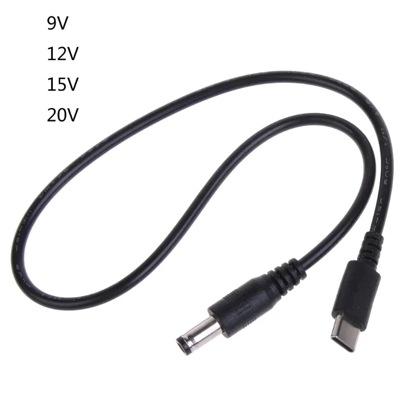 9V 12V 15V 20V USB Type-C to 5.5x2.1mm PD Power Supply Cable for Router Laptop LED Light Accessories Max 3A 120W 0.4M/0.98Meter image 1