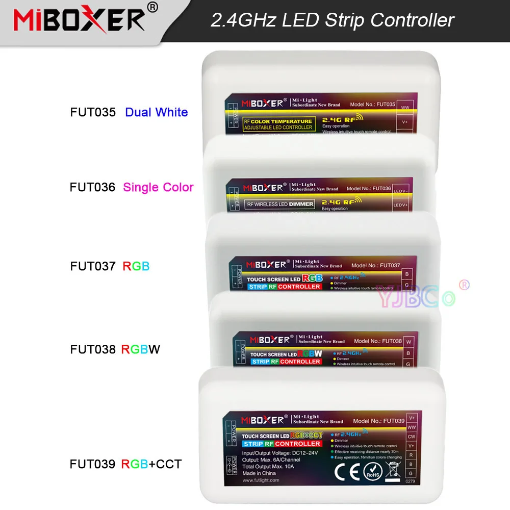 Miboxer monochrome 2.4G LED Strip Controller Single color/Dual White/RGB/RGBW/RGB+CCT Light Dimmer 2.4G Remote Control 12V 24V