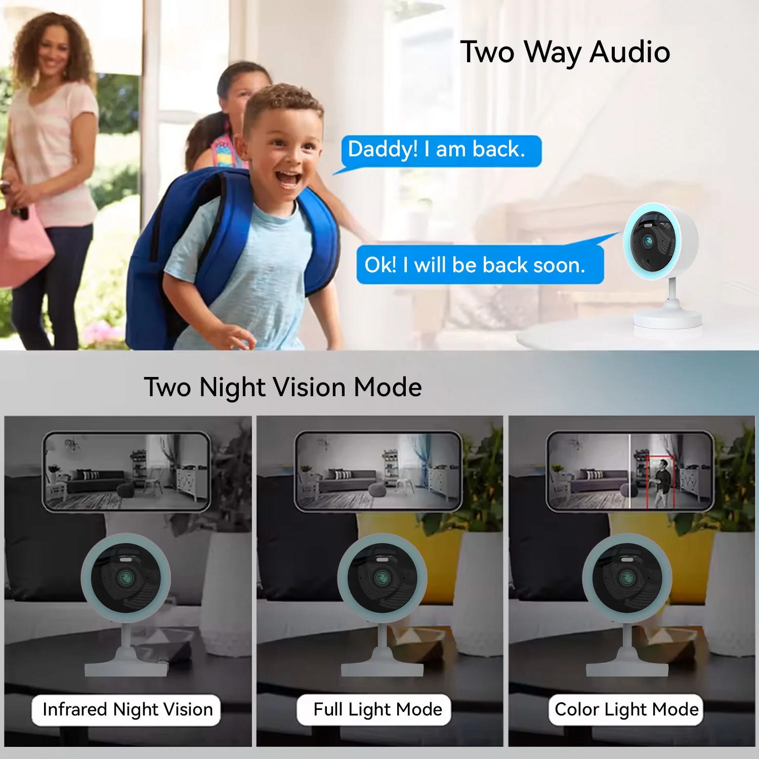 PEGATAH Tuya Smart 5MP HD Indoor Home Security Camera for Baby Two Way Audio Talk Color Night Vision , Human Detection 4