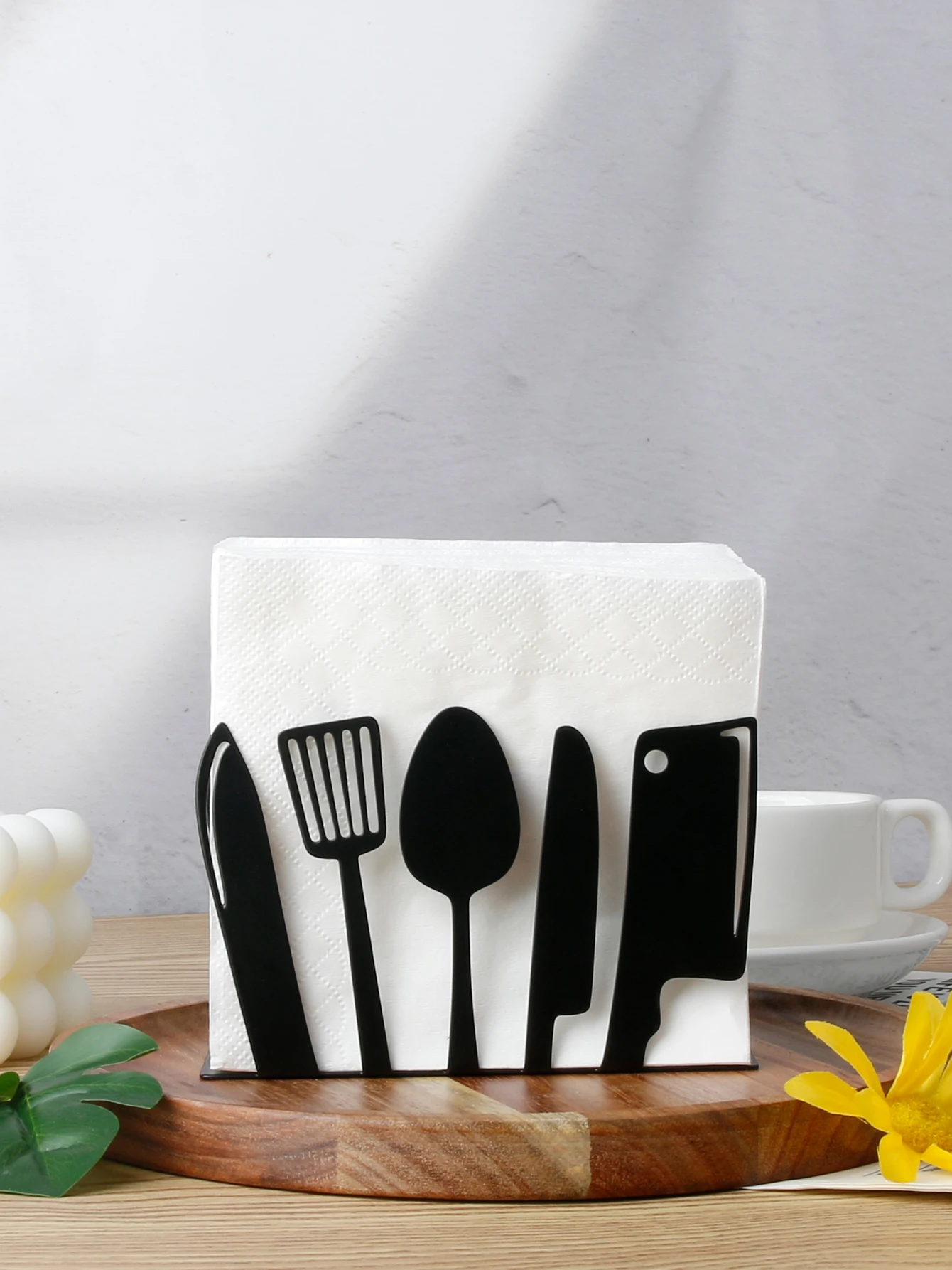 1PC fashionable metal kitchen utensils tissue rack, metal countertop napkin rack, home kitchen and dining table decoration, bedr 4