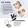 Mini Compact LED Makeup Mirror With Light 5X Magnifying Small Pocket Portable Travel Pink Black Foldable Cosmetic Vanity Mirrors 3