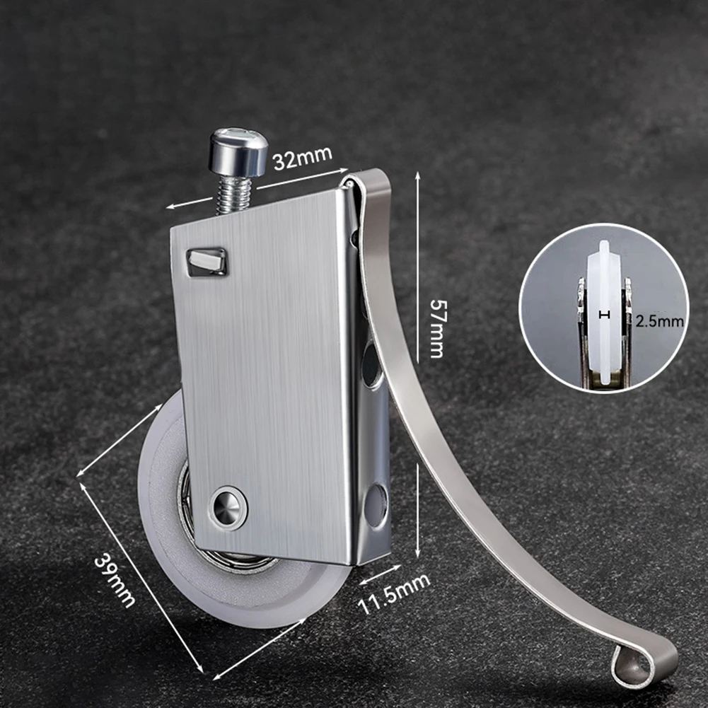 2pcs Cabinet Pulleys Mute Double Wheels Casement Pulley Cabinet Sliding Wheel Hardware Stainless Steel Nylon Door Pulley