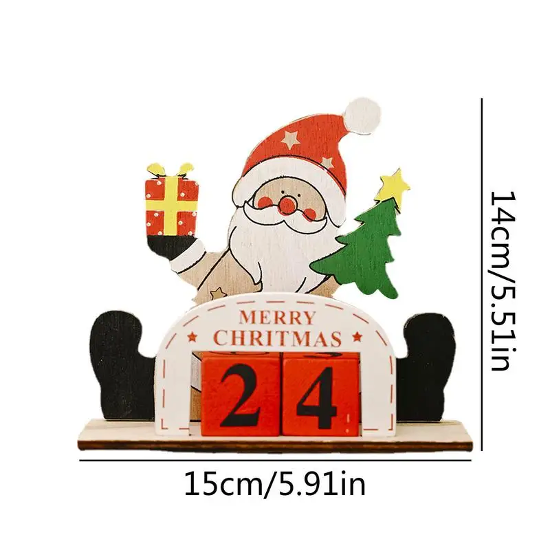 Christmas Old Man Calendar Wooden Christmas Ornament Countdown Signs Countdown Calendar Tabletop For