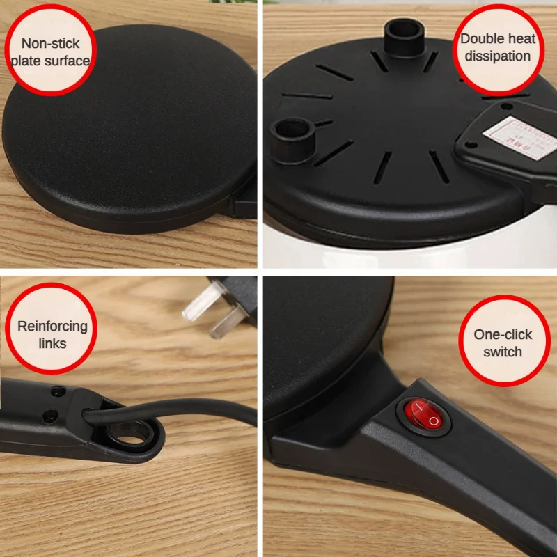 Electric Pancake Pan Maker Spring Roll Skin Mini Waffle Machine 700W Cake Bake Non-Stick Coating Send Egg Basin Whisk 3