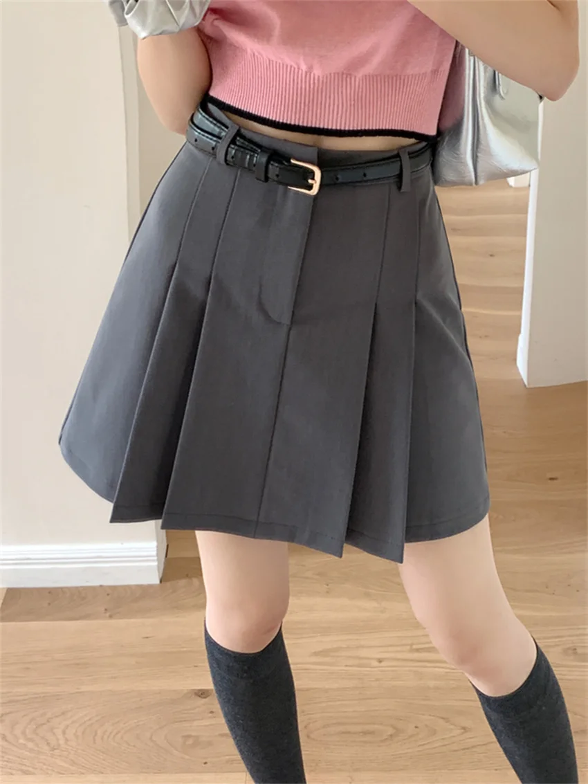 

Alien Kitty серая Женская стройнящая однотонная летняя новая офисная Дамская уличная одежда с высокой талией в стиле преппи 2023