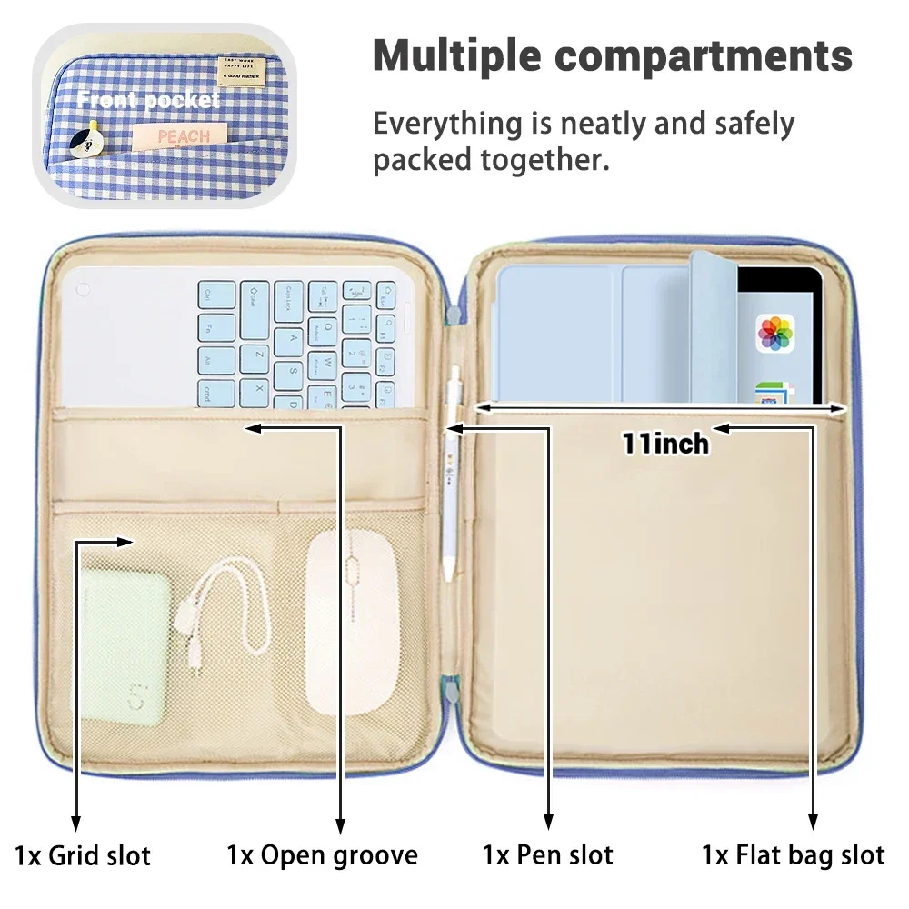 Tablet Sleeve Bag 7.9-12.9 inch Handbag Case For iPad Pro Samsung Xiaomi Sleeve Bag Cover Shockproof Pouch Multi Pockets 2