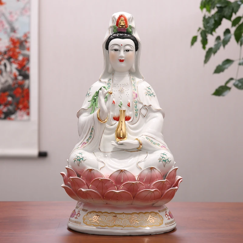 

family safety Porcelain Goddess GUAN YIN bodhisattva BUDDHA figure home Altar Shrine Worship efficacious Talisman statue