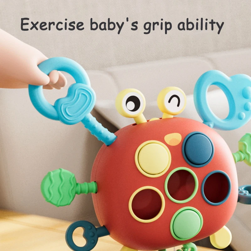 Montessori Toddler Pull Toy String Sensory Toys Silicone Activity Development Baby 0-12 Months 0-1 Year Educational Gifts 3