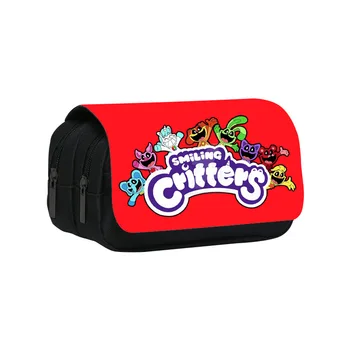 Astuccio per matite a doppio strato Critters sorridenti Borsa per penne scolastiche da 22 cm/8,7 pollici per studenti Astuccio per matite per studenti di grandi dimensioni Regalo scolastico 1