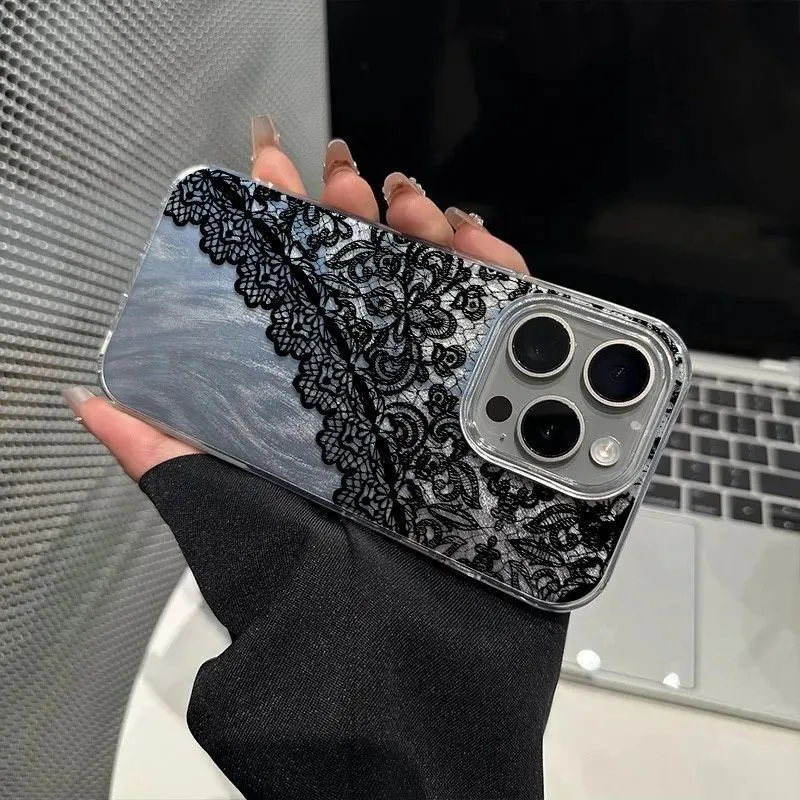 Korean Ins Style Simple Lace Feather Texture Phone Case