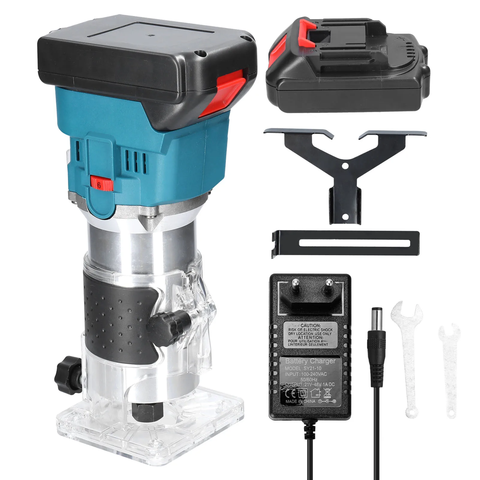 21V Cordless Electric Trimmer Adjustable Wood Milling Trimming Engraving Slotting Machine Woodworking Router Power Tool wood router