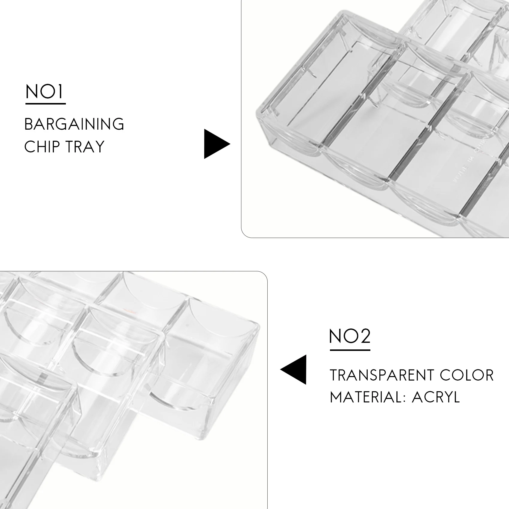 10pcs professional acrylic poker chips 100 chip trays (without cover)