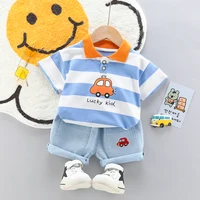 Polo + beau short en Denim pour bébés garçons et filles, ensemble 2 pièces de haute qualité, vêtements d'été pour enfants et filles 3