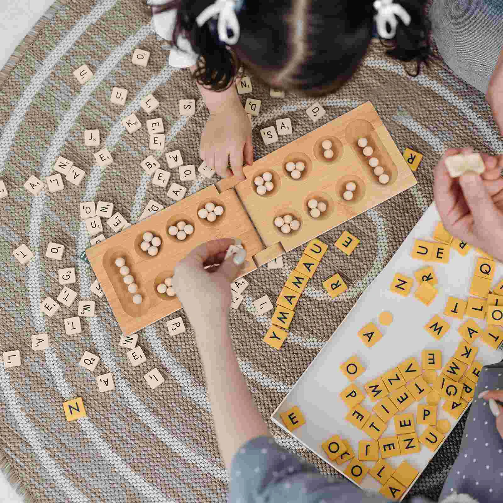 Game Mancala Board Chess Games African Kids Wood Checkers Wooden Travel Folding Set Family Toy Puzzle Strategy Brain Marble Bead