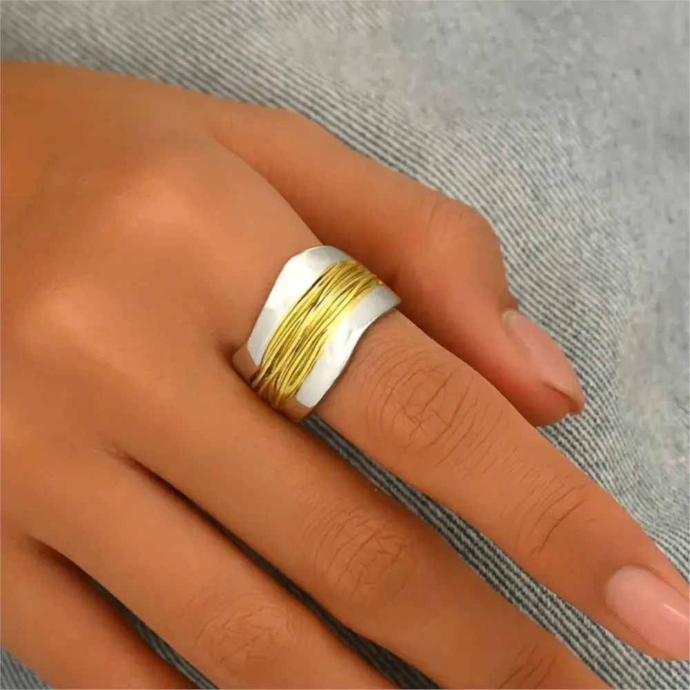 Vintage Creative Double Layer Engraved Line Entwined Style Ring for Women Niche Punk Multi-loop Rings Party jewelry Gifts